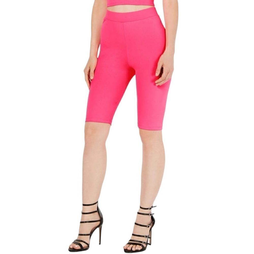 GUESS Womens Logo Neon Bike Shorts Pink S